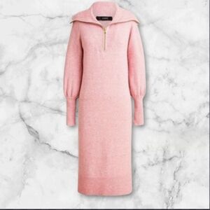 J. CREW Half Zip Sweater Dress Supersoft Yarn Heather Tan Camel {D47}